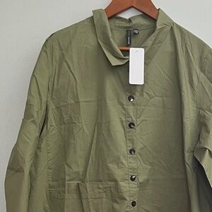 Funky fun Olive Green Button-Up Shirt / Dress, size XXL
